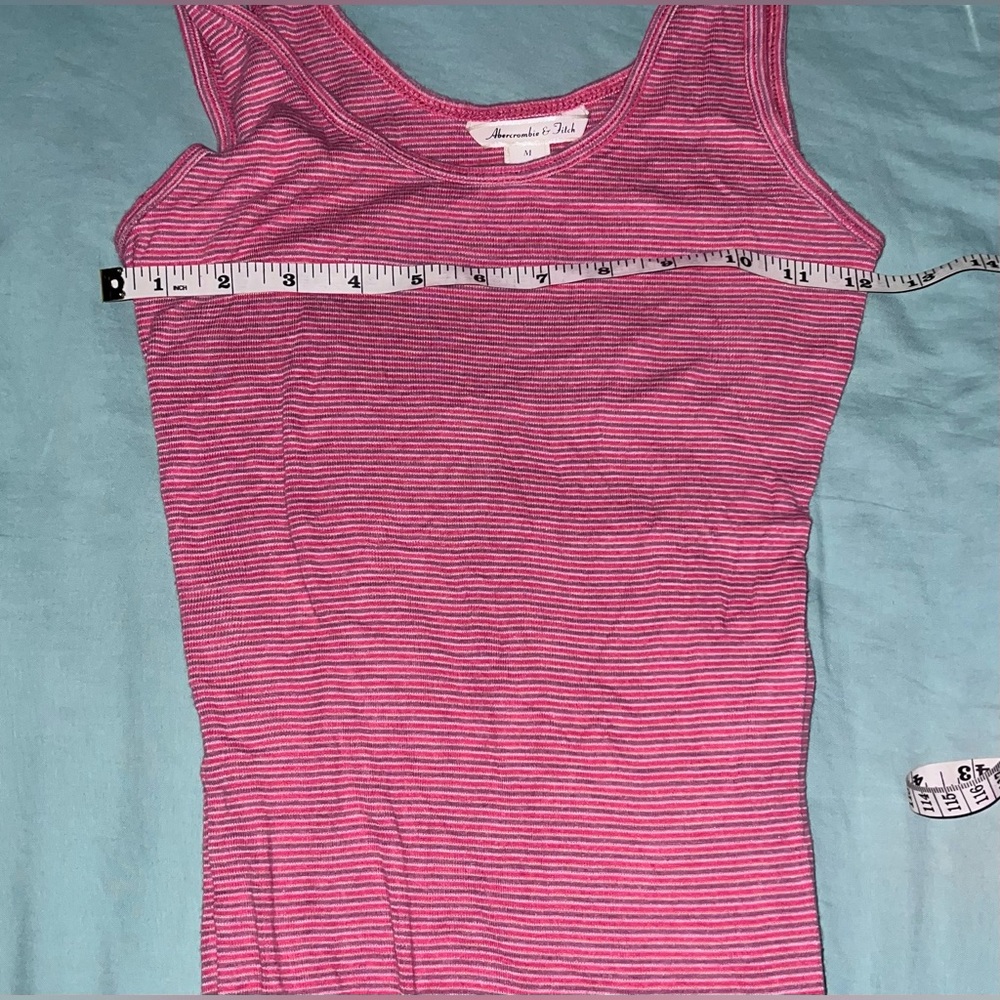 Abercrombie & Fitch Pink & Pink Striped Ribbed Tank Size Medium Y2K - Picture 10 of 11
